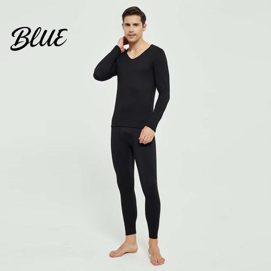 Winter Base Layer Long Sleeve Thermal Underwear Pcs/Set Men Set 2 V Neck Warm Thick