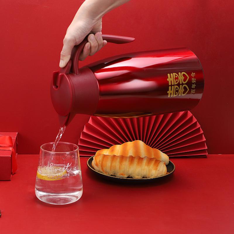 

Термос-чайник 2000 мл, термосы, портативный термос из нержавеющей стали, бутылка для воды, офисный термоизоляционный чайник 2L красный