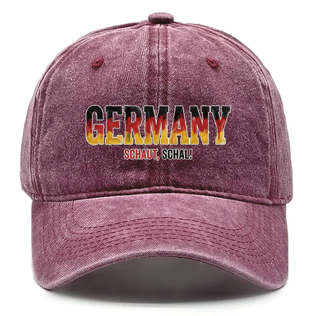 Baseball Hat With "GERMANY" "SCHAUT, SCHAL" Flag Printed , Adjustable Sun Hat Sporting Fashion Raw Brim Cozy Dad Hat