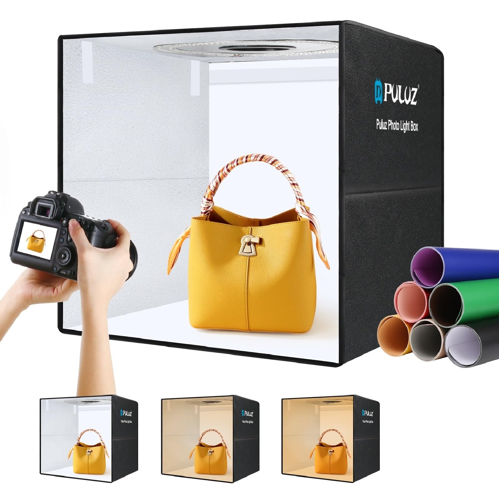 

PULUZ 50cm Photography Box Photography Box 50cm 3 Color Levels Dimmable Figure Photography Booth Photography Box with Light Connection Folding Mercari чёрный