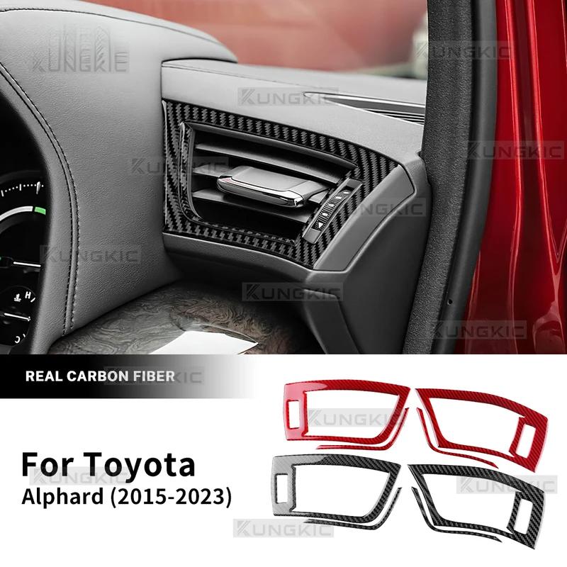 Real Soft Carbon Fiber Sticker For Toyota Alphard 2015-2018 2019 2020 2021 2022 2023 RHD Car Center Console Side Air Outlet Trim.