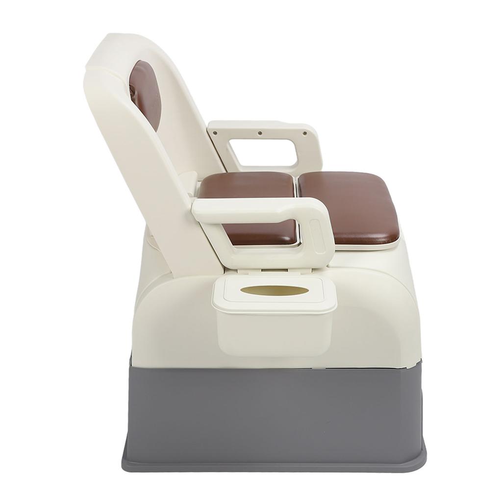 Bedside Commode Chair Strong Load Capacity Anti Slip Soft Padded Triple Sealed Bedside Commode for Toilet Elderly Adults