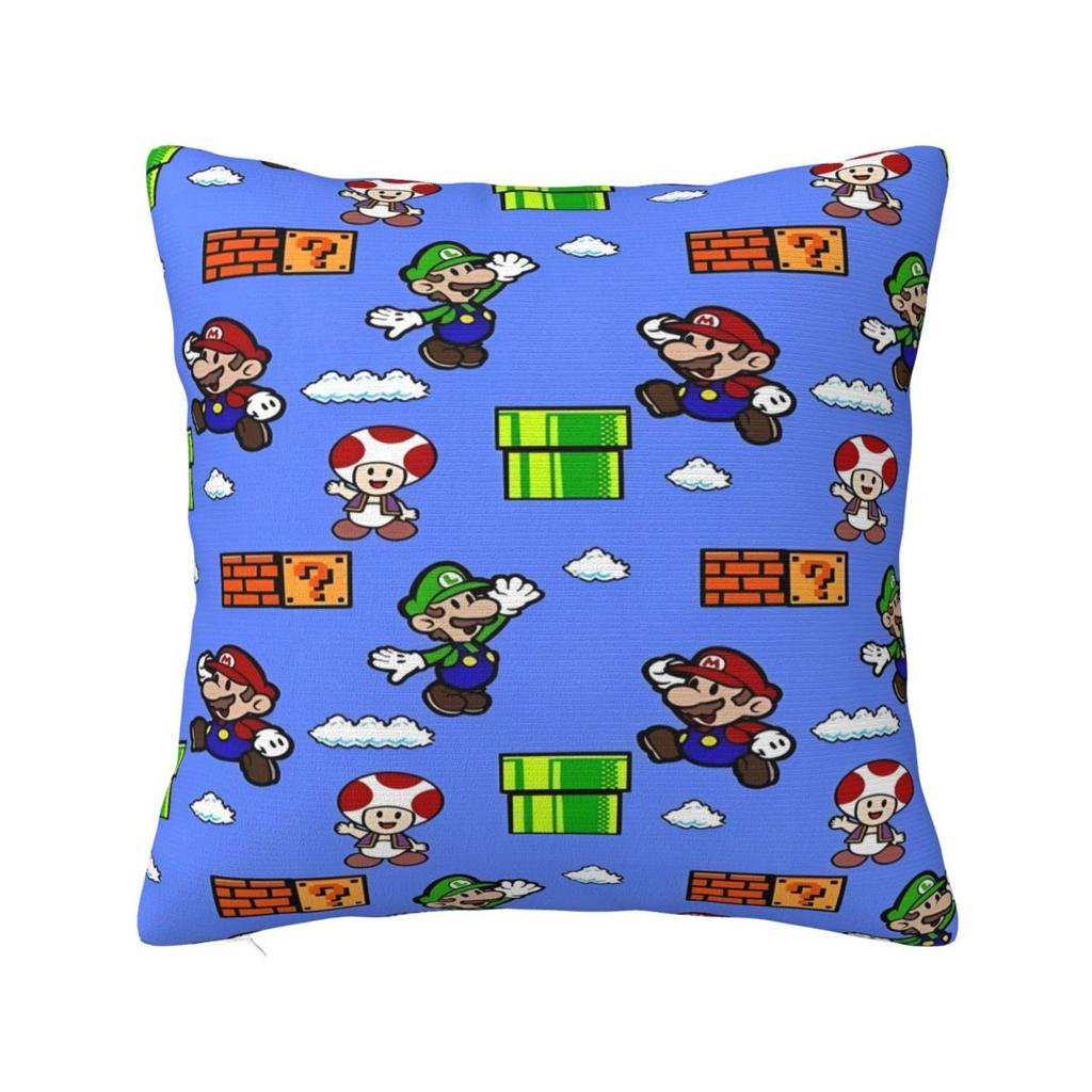 Marios Game Cartoon Pillow Case Cushion Cover Creative Polyester Decor Pillowcase for Seat 18"