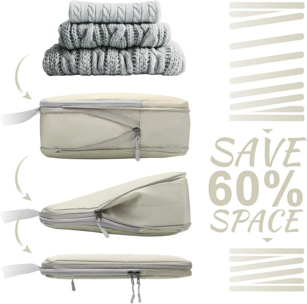 Compressible Travel Storage Bag Set: Large Capacity Suitcase Organizers & Digital Accessories