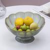 Floral Transparent Fruit Plate with Drain Base