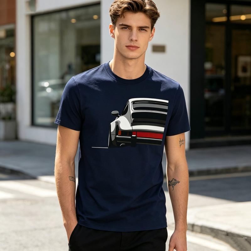 Classic Style Sports Car Silhouette T Shirt Minimalist Automotive Graphic Tee Unisex Cotton Short Sleeve Racing
