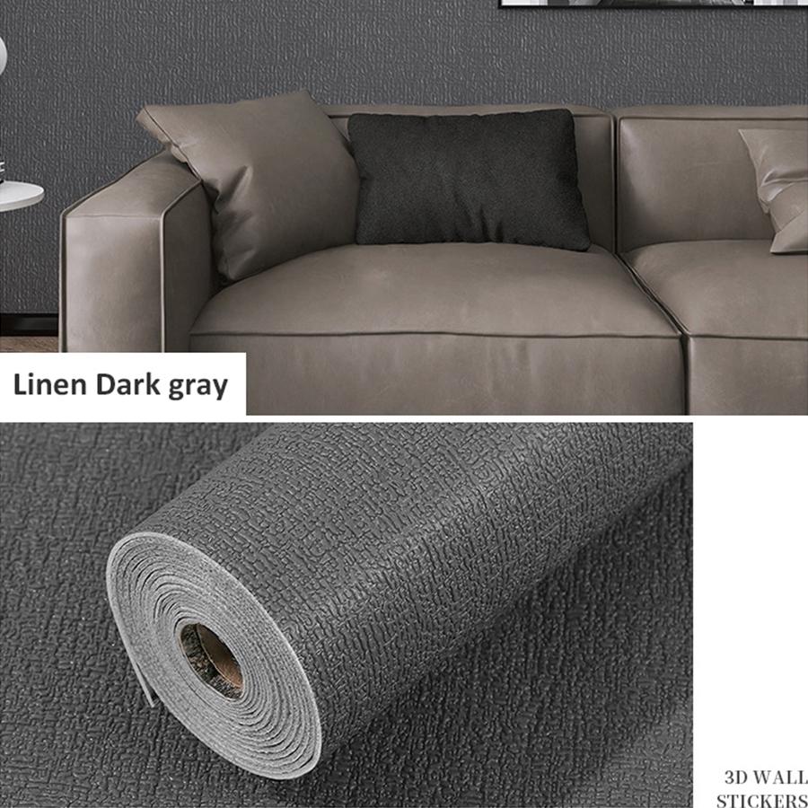 Self-Adhesive Imitation Linen Wallpaper Moisture-Proof Mould-Proof for Living Room Bedroom Renovation Background Wall Decor