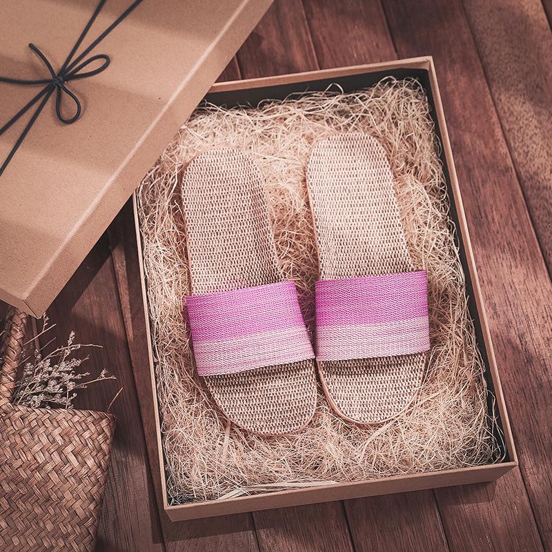 Summer Non-Slip Linen Slippers for Couples - Breathable, Odor-Free Indoor Footwear