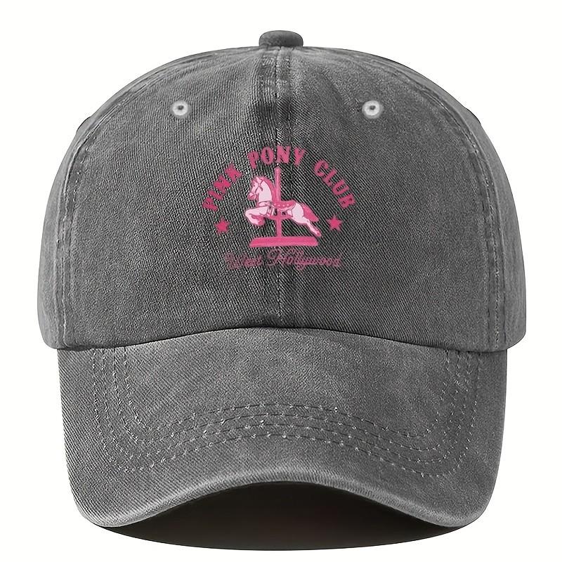 Pink Pony Club West Hollywood Vintage Baseball Cap Distressed Denim Casual Adult Unisex One Size