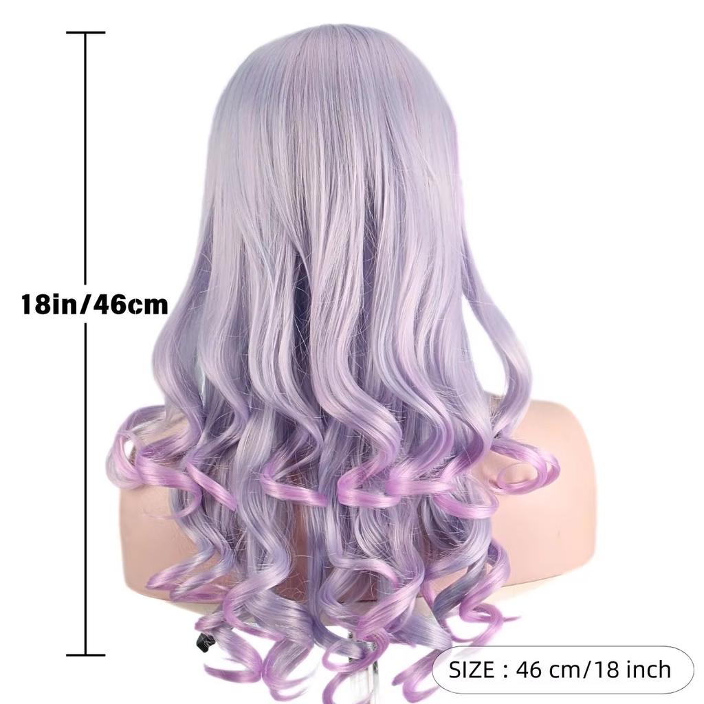 Long Purple Curly Hair Cosplay, High-quality Fiber Synthetic Wig, Holiday Gift, Anime Party