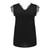 Women's V-Neck Lace Casual Solid Sleeveless Shirts Tank Tops Blouse