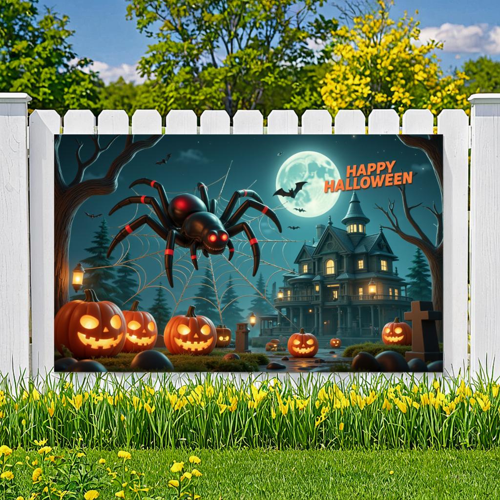 Halloween Banner Haunted Effect Halloween Party Banner Pumpkin Backdrop Pumpkin Illustration Night Theme Banner For Haunted