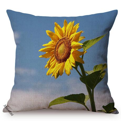Sunflower Farm Natural Landscape Style Home Decor Sofa Pillow Case Nordic Pastoral Cotton Linen Living Room Chair Cushion Cover