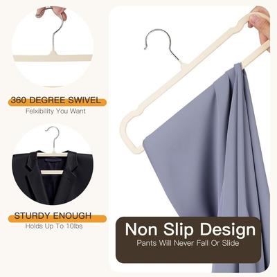 5/10Pcs Non Slip Velvet Hangers Space Saving Thin Felt Pants Hangers 360°Swivel Hook Clothes Hanger for Towels,Tank Top,Coat