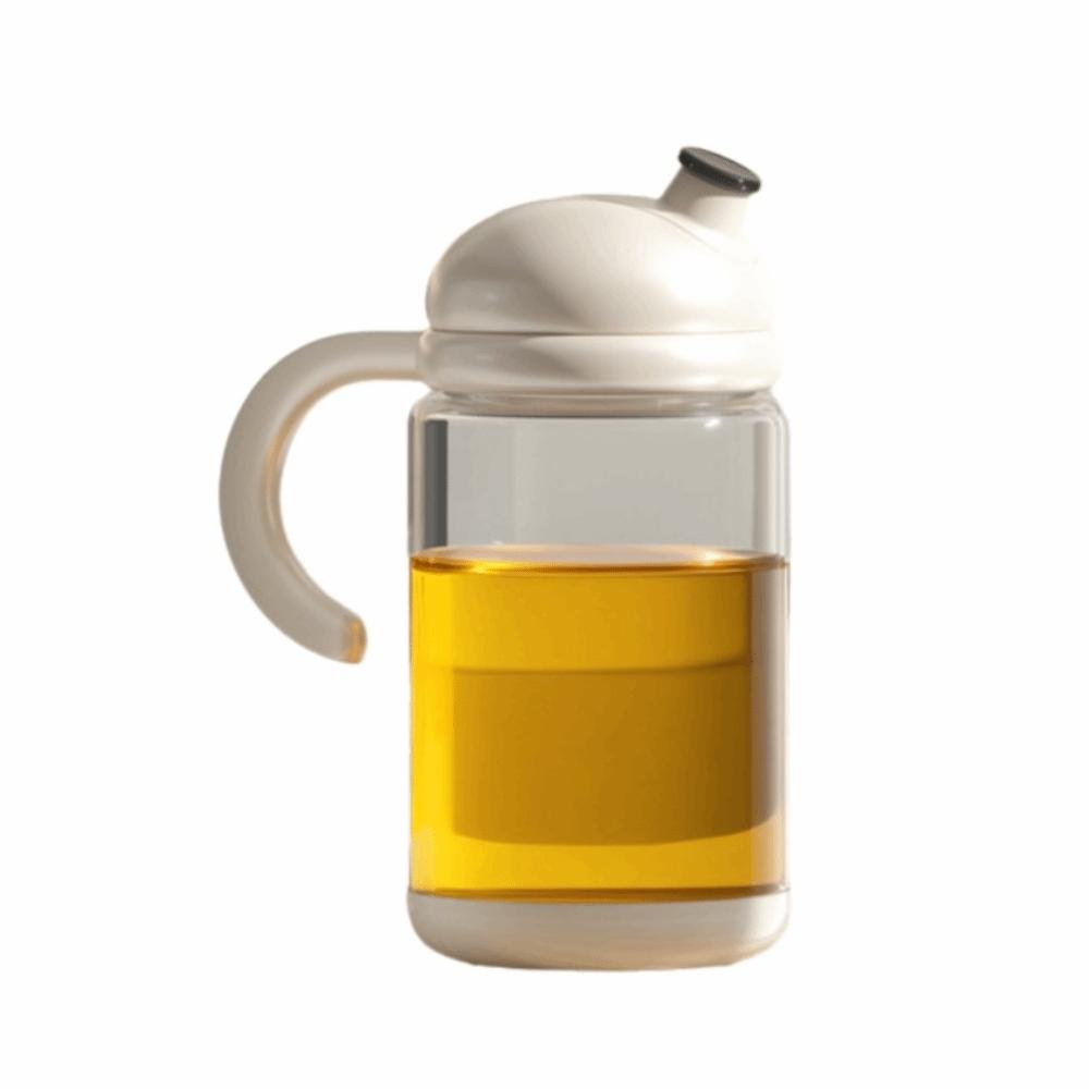 

Automatic Opening Closing Glass Oil Bottle Leak Proof Heat-resistant Condiment Jar Refillable with Scale Vinegar Jug