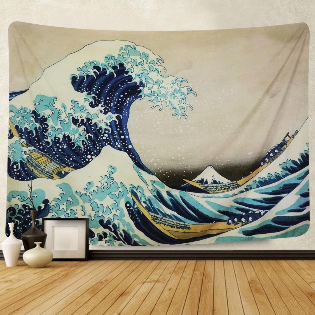 Japanese Wave Tapestry Wall Hanging For Boys Girls Teens Room Decor Oriental Eastern Asian Theme The Great Wave Wall Tapestry