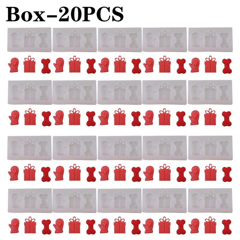 1-20PCSChristmas Gift Box Silicone Mold DIY Scented Candle Chocolate Fondant Cake Baking Mold for Gloves Bones Crafting Supplies