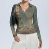 Women's Fashion Casual Print V-Neck Long Sleeve Button-Down Top