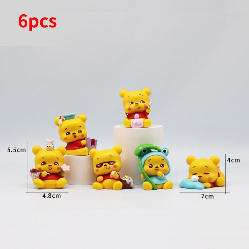 

6pcs Pooh Bear Action Figure Cartoon Doll Collectible Desktop Gifts Toy