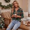 Women's Casual Plaid Long Sleeve Lapel Collar Cardigan Shirt
