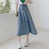 Spring Autumn Women's Fashion High Waist Casual Denim Skirt Mid-length A-line Skirt