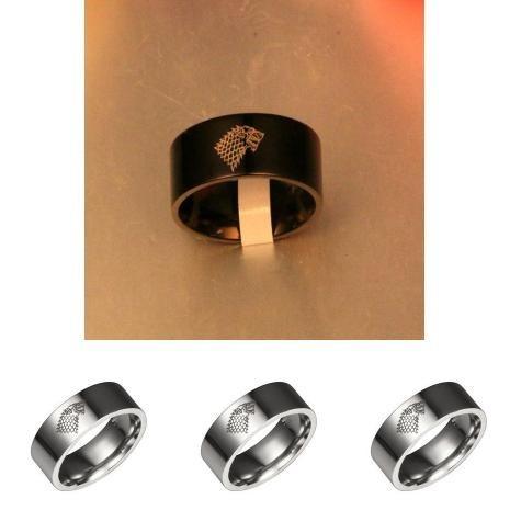 Exquisite Stainless Steel Ring Featuring The Iconic House Stark Ice Wolf Design