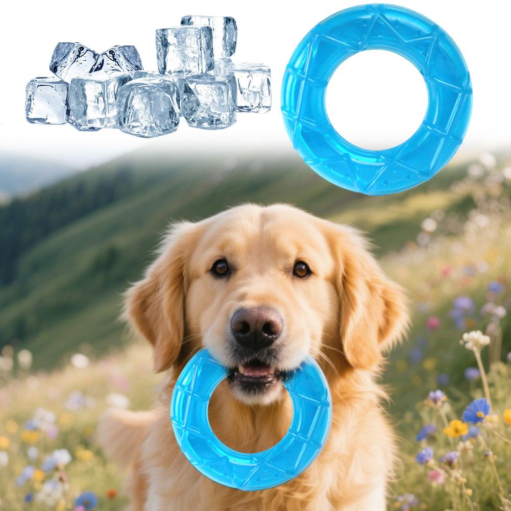 Pet Cooling Chew Toy, Summer Ice Cube Freezable Dog Teething Chew Toy for Puppies Training & Play, Fillable Puppy Teething Rings