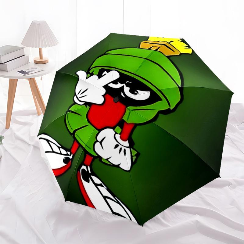 Looney Tunes Marvin The Martian Automatic Open/Close Umbrella   Compact Travel Umbrella, 8 Rib Heavy Duty Construction, Ideal Gift, 115