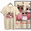 COOLMIND 100% cotton BEIGE cat print exclusive graphic women T shirt big size loose cotton cat lover women tshirt LOVELY cat tee