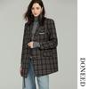 DONEED Women's Vintage Plaid Asymmetric Blazer