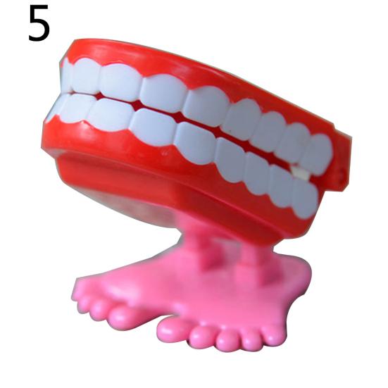 Funny Cartoon Teeth Denture Foot Wind Up Clockwork Educational Kids Spring Toy
