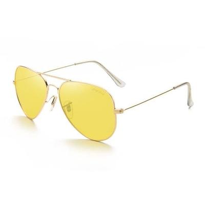 X Intellilens Polarized Riding Glasses | Day Night Vision, Anti Glare HD Outdoor Accessories | Unisex | Yellow Scratch | Aviator | Medium
