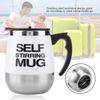 Portable Electric Stainless Steel Self Mixing Cup Magnetic Stirring Coffee Mug White