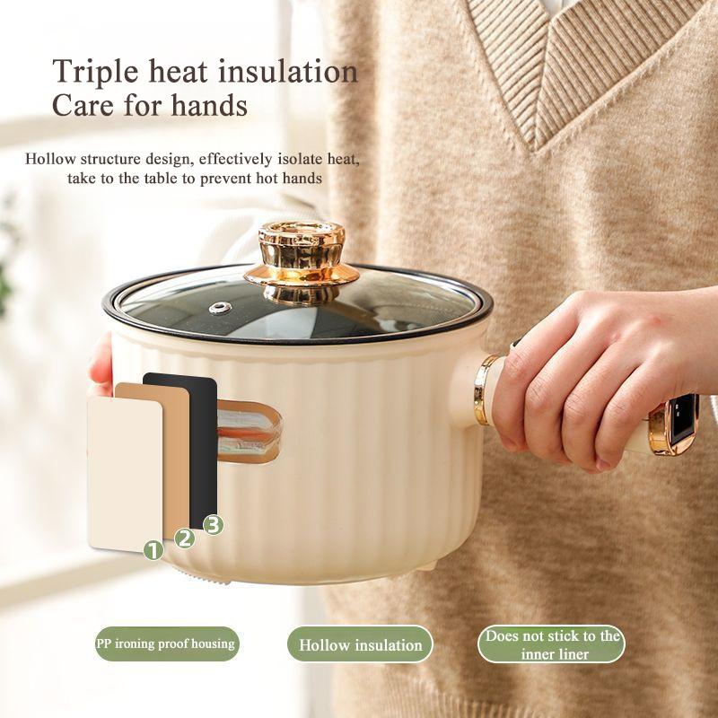 Non stick,Electric pot, multifunctional one person food, instant noodle pot, hot pot low-power, with steamer, student dormitory