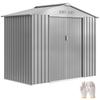 Garden Shed, 2.42 m2, Tool Shed, Foundation Kit, Lockable Door, Grey Steel Sheet