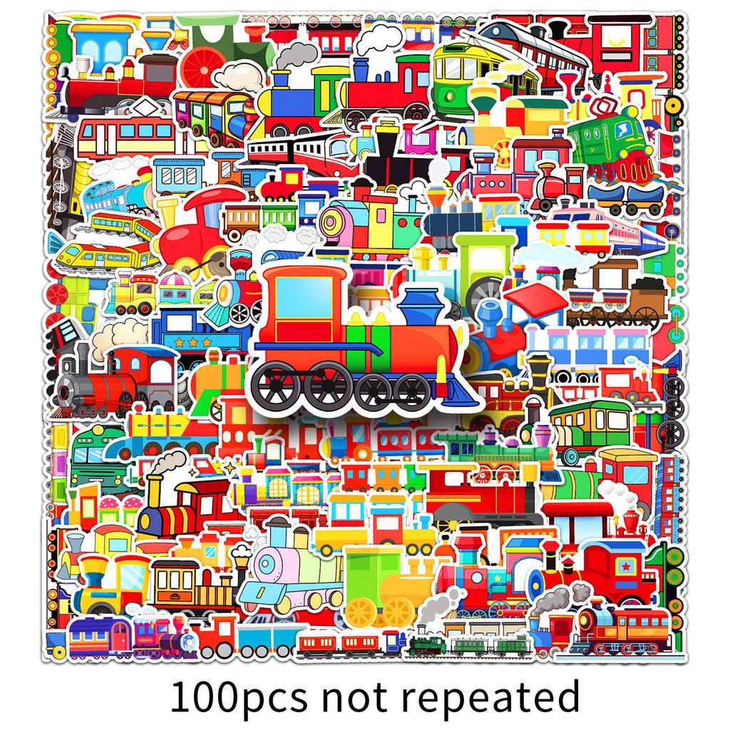 100 Cute Train Graffiti Stickers - Cartoon Decor for Water Cups & Luggage