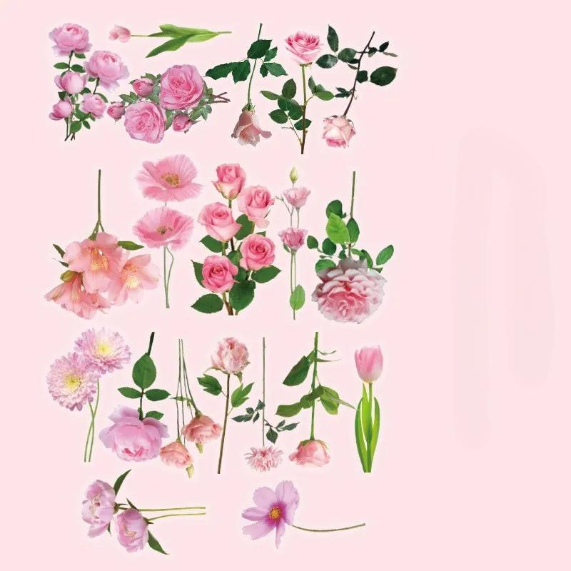40Pcs Fresh Flowers Plants Stickers DIY Decoration PET Waterproof Stickers for Planners Scrapbooking Laptops