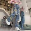 2024 Women's High-Waist American Graffiti Print Wide-Leg Jeans - Summer Casual Loose Fit