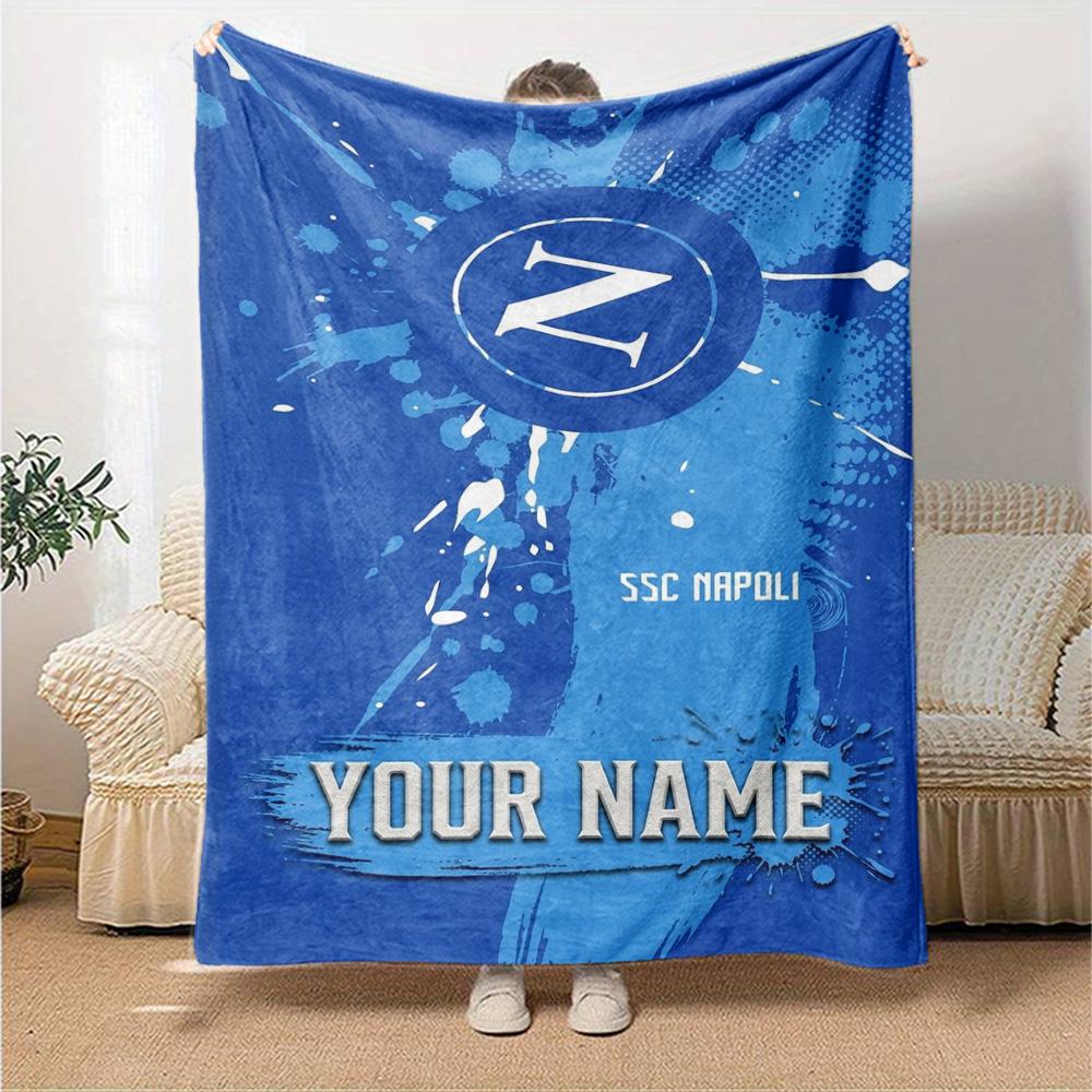 Name Custom SSC Napoli Print Flannel Blanket High Quality Warm Comfortable Cover for All Seasons Perfect for Gifts Home Decor