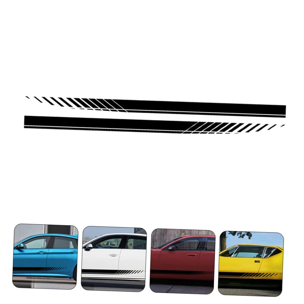 POPETPOP Car Side Sticker, Hood Van Decoration, Universal Sport Racing Stripe, Vehicle Wrap, PVC Black