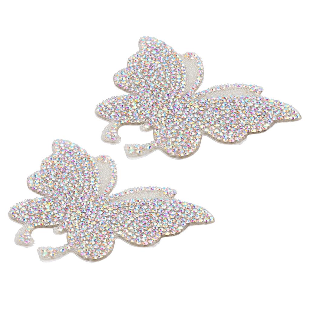 Crystal Butterfly Sticker Shiny Adhesive Hot Rhinestone for Decoration Clothing Automobile ComputerAB Color