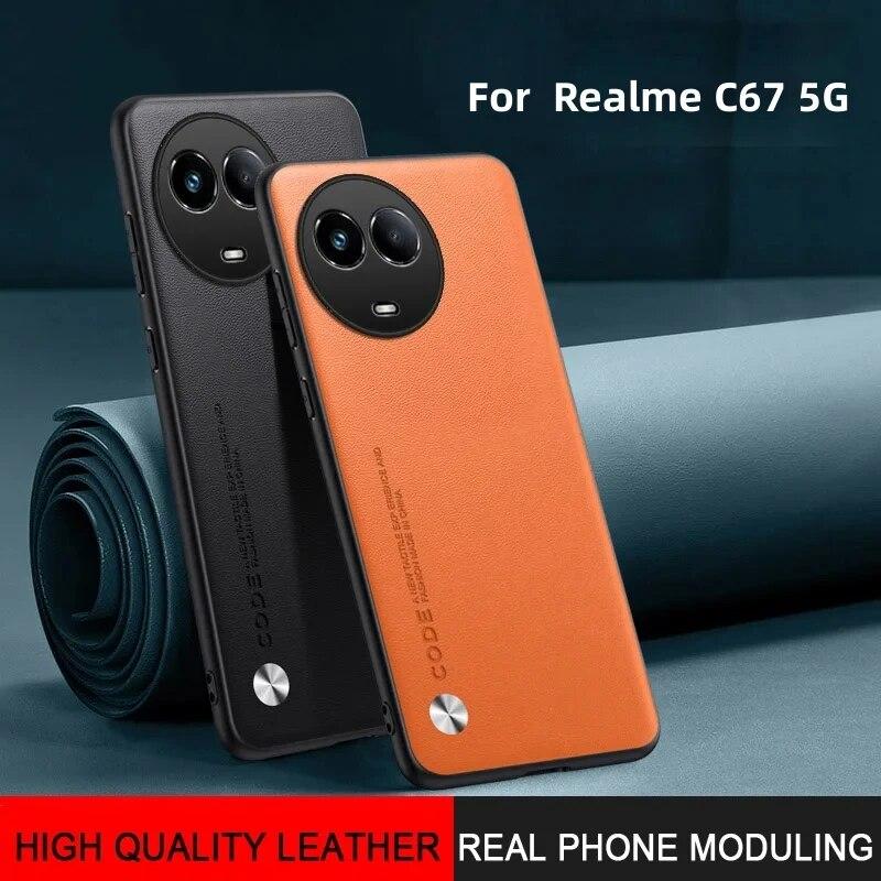 

Чехол для Realme C67 5G, роскошный кожаный противоскользящий чехол для телефона Realme C 67, тонкий противоударный бампер