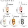 Cute Cartoon Kitten Pendant Necklace with Little Flower - Fashionable Accessory