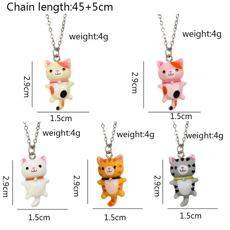 Cute Cartoon Kitten Pendant Necklace with Little Flower - Fashionable Accessory
