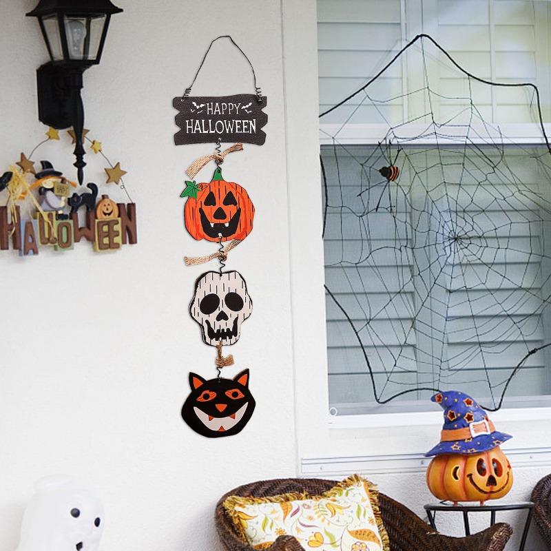 Halloween front door hanging pumpkin witch ghost flag logo Halloween home haunted house door decoration scene arrangement