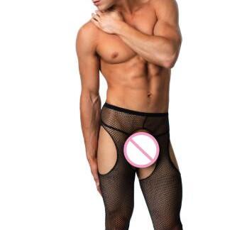 Adult Sexy Pantyhose Costumes Porno Exotic Men'S Pantyhose Sexy Four Open Crotch Tights Small Mesh Stockings For Male Underwear