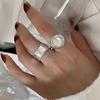 Women's Retro Zircon Oval Geometric Adjustable Ring - Light Luxury Design