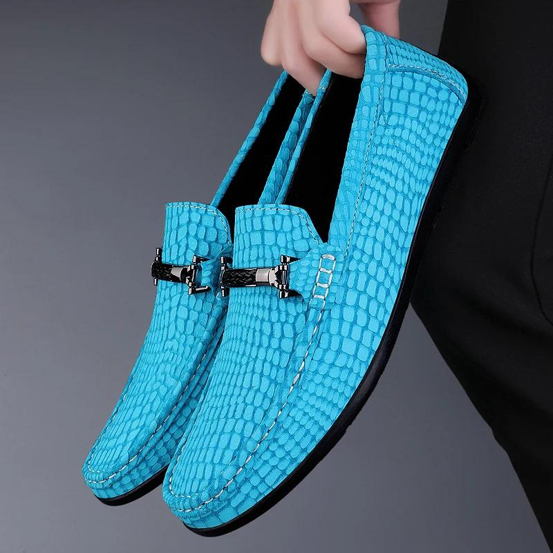 Spring New High Quality Loafers Cracked Leather Business Formal Men Leather Shoes Red Shoes Brand Moccasin Flat Wedding Shoes