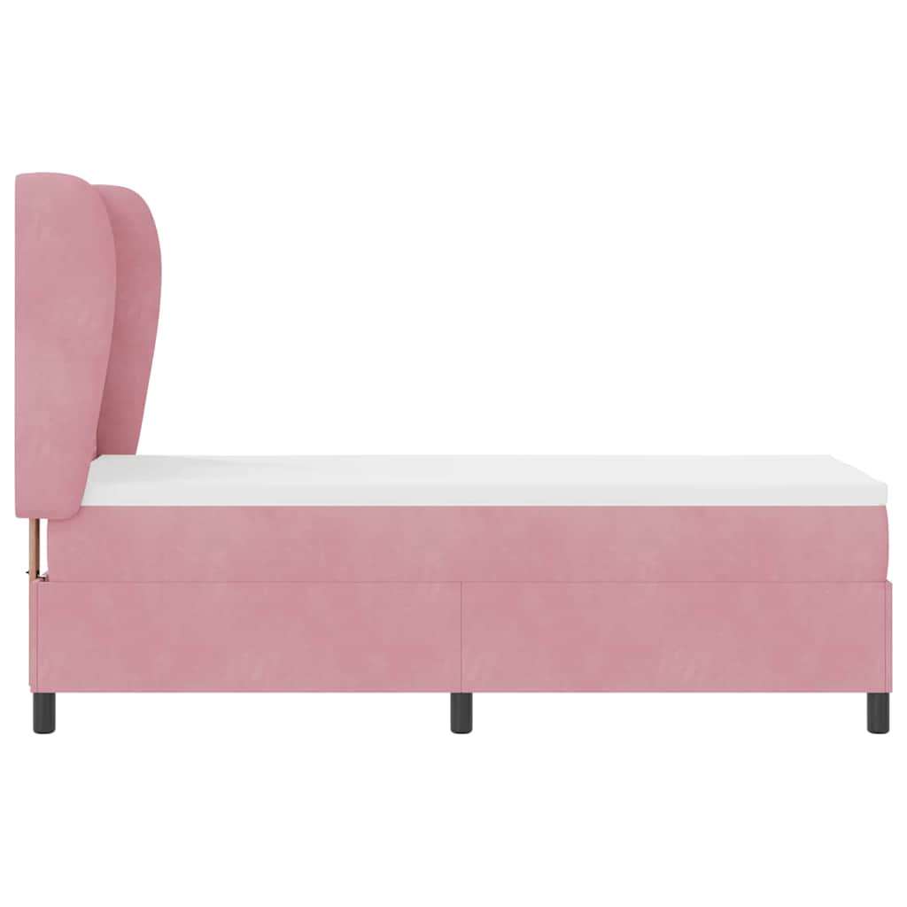 Box Spring Bed with Mattress and Headboard Pink 200 X 80 Cm Velvet
