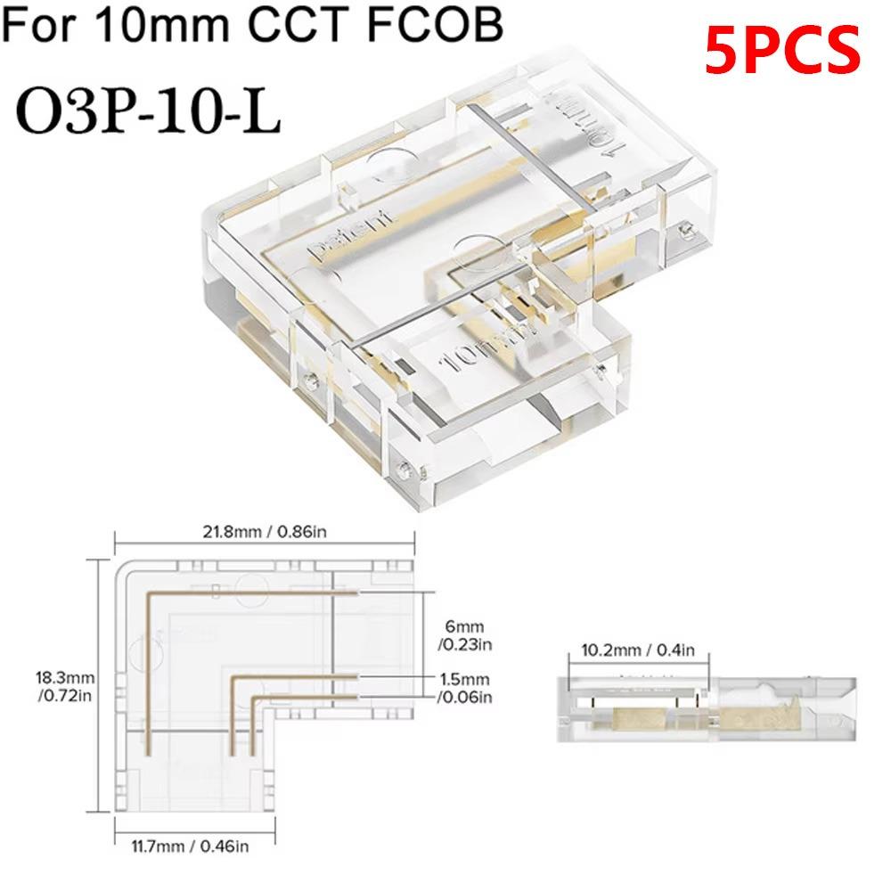 5Pcs/Set Transparent L-Shaped Corner LED Strip Connector  For 5mm 8mm 10mm 2/3/4pin FOB Tape Light